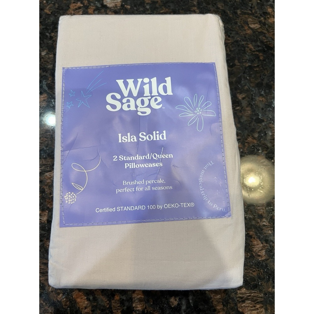 Wild Sage Isla Solid Standard/Queen Pillow Case Hushed Violet 100% Cotton